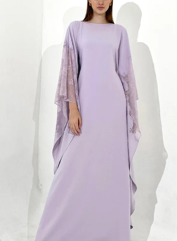 Lace Kaftan Dress in Lavender