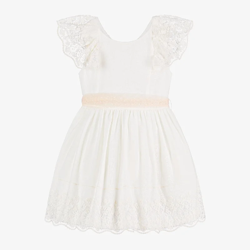 White Lace Ruffle Summer Dress