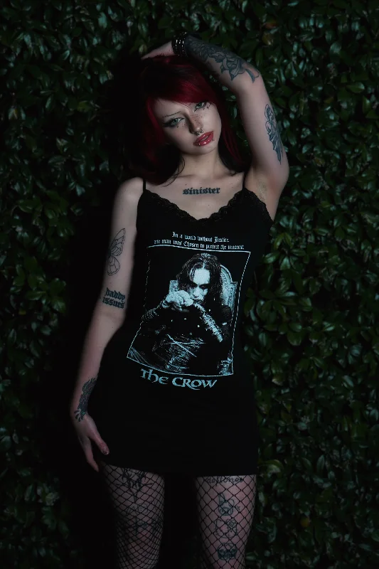 The Crow Black Lace Strap Dress