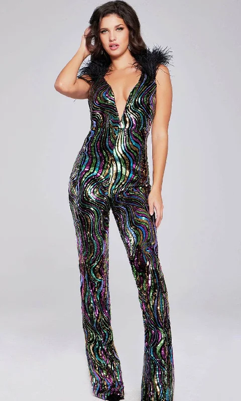 Jovani 37276 - Sequin Open Back Jumpsuit