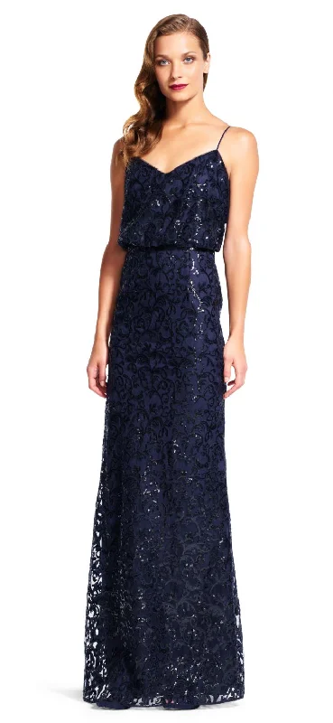 Adrianna Papell Blouson Mermaid Sequin Scroll Style# AP1E200114