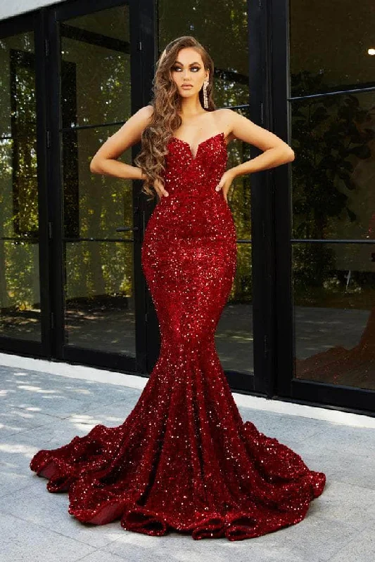 Portia and Scarlett PS21208 - Velvet Sequin Evening Gown