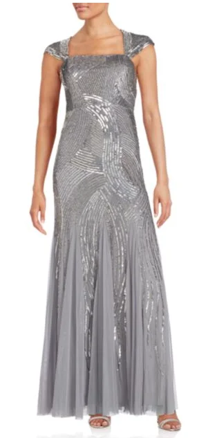 Adrianna Papell Sequined Godet Gown