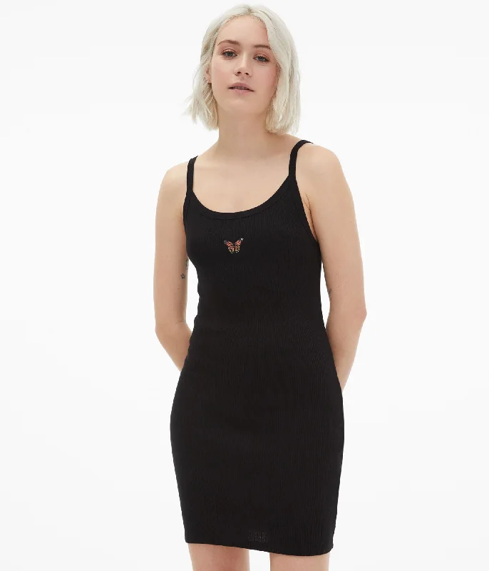 Aeropostale Women's Solid Scoop-Neck Embroidered Bodycon Dress