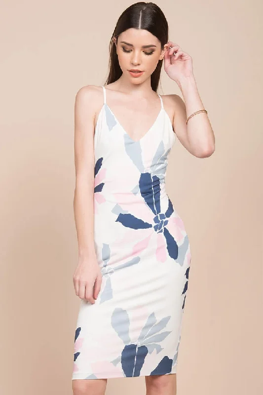 Angeline Floral Bodycon Dress White