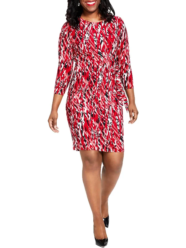 Womens Printed Gathered Bodycon Dress