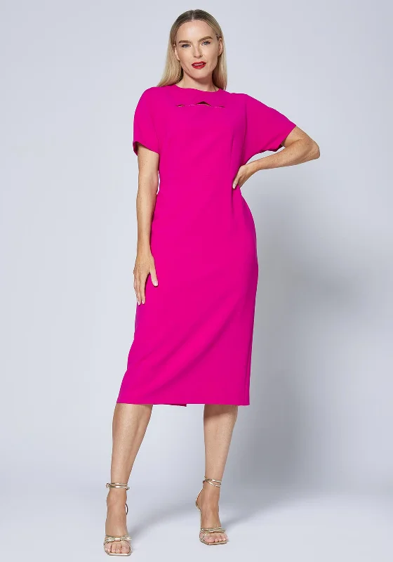 Caroline Kilkenny Riley Keyhole Midi Dress, Lipstick Pink