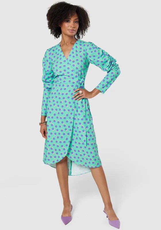 Closet London Spot Print Midi Wrap Style Dress, Mint Green