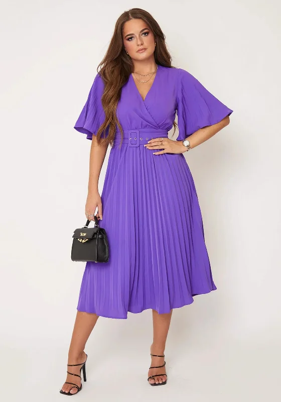 Girl in Mind Felicia Pleated Midi Dress, Violet