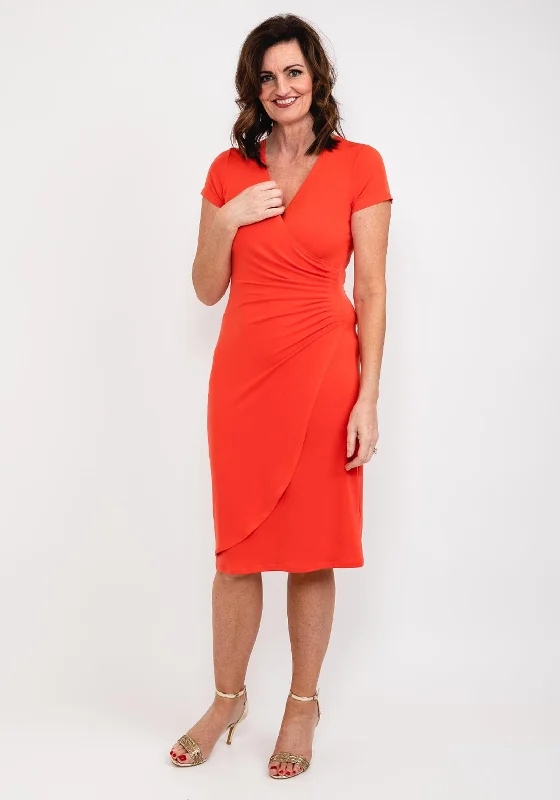 Tia Ruched Waist Midi Dress, Orange